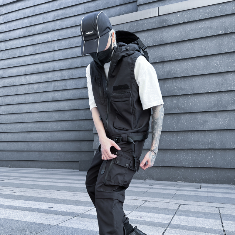 2025春夏暗黑新款宽松工装连帽马甲背心男潮流炸街帅气MJ67P125,男装背心/马甲,星座101A-3