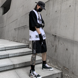夏季短裤男腰果花宽松休闲中裤ins潮牌五分直筒纯色裤子DK53P55，男装牛仔裤，星座101A-3