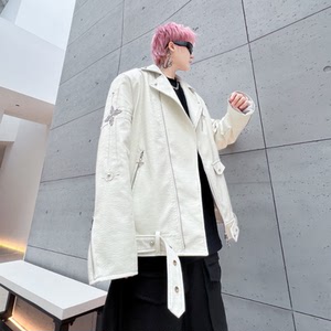 秋冬鳄鱼纹仿皮夹克男士潮流炸街宽松青春休闲皮衣外套 W332 P145图片