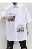 2025夏季新款中袖印花衬衫宽松时尚潮流短袖衬衣男C255P75，男装T恤，星座101A-3