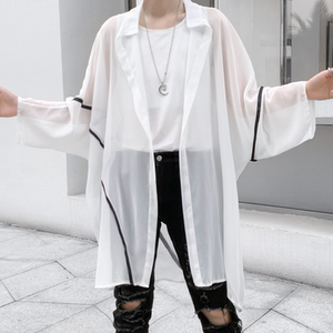 2025夏季长袖衬衫中长款宽松男女潮流薄空调衫防晒衬衣 C256 P65图片