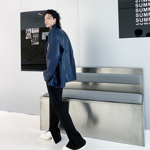 秋冬PU西服男宽松潮流炸街帅气青年发型师高级感外套 XF15 P125图片