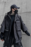 秋冬男暗黑纯色夹克机能风宽松工装潮牌连帽七分袖外套W357P185，男装夹克，星座101A-3