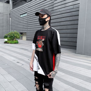 夏季男士休闲印花短袖T恤宽松圆领套头半袖上衣潮牌 T420 P55图片