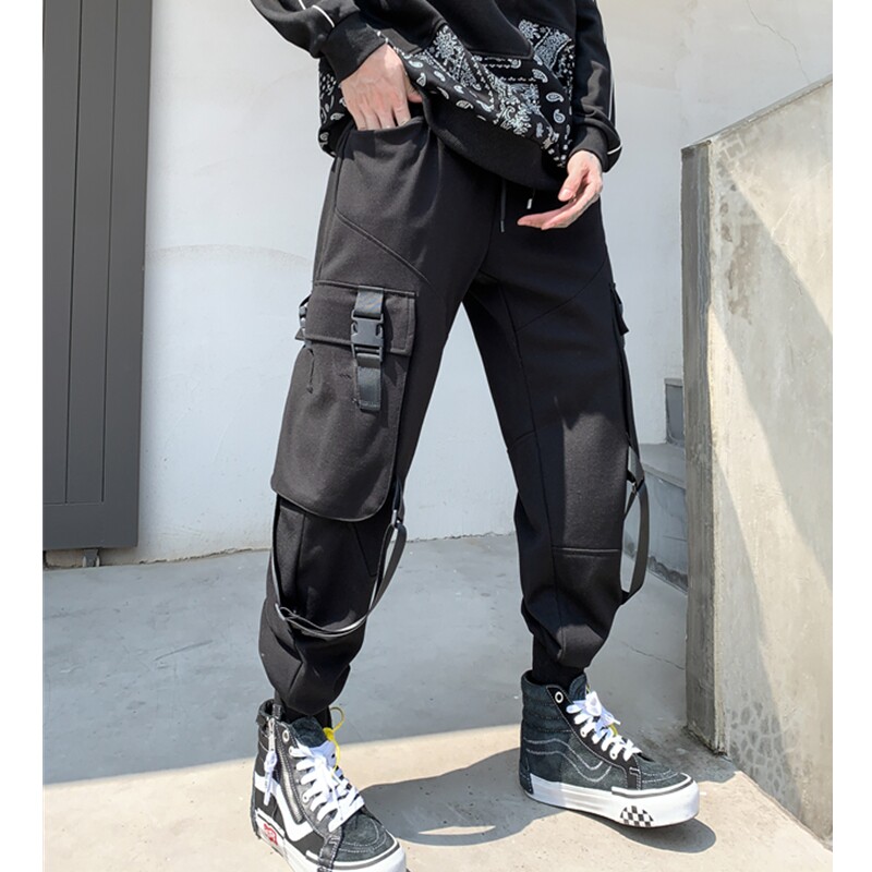 年秋冬休闲裤男织带日系潮流炸街宽松青春束脚工装裤K863P75,男装工装外套,星座101A-3