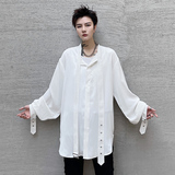 2122春夏男免烫衬衫设计感小众宽松冰丝垂感纯色潮流衬衣C225P75，男装衬衫，星座101A-3