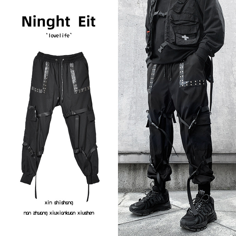 2025春夏休闲裤男机能风日系炸街青春小脚潮流工装裤子K845P65，男装工装外套，星座101A-3