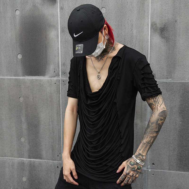 夏季男士短袖T恤嘻哈潮流苏发型师服装个性T恤演出服T406P65,男装T恤,星座101A-3