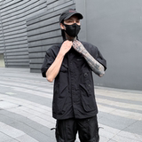 夏季男士机能工装多口袋短袖衬衫宽松纯色青年衬衣潮牌C301P115，男装T恤，星座101A-3