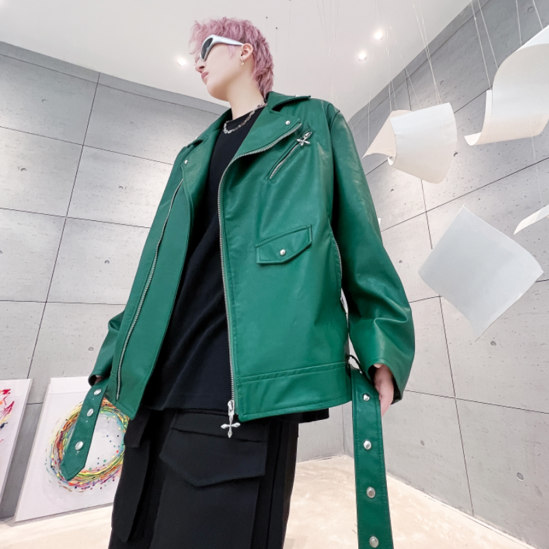 秋冬鳄鱼纹仿皮夹克男士潮流炸街宽松青春休闲皮衣外套W332P145,男装夹克,星座101A-3