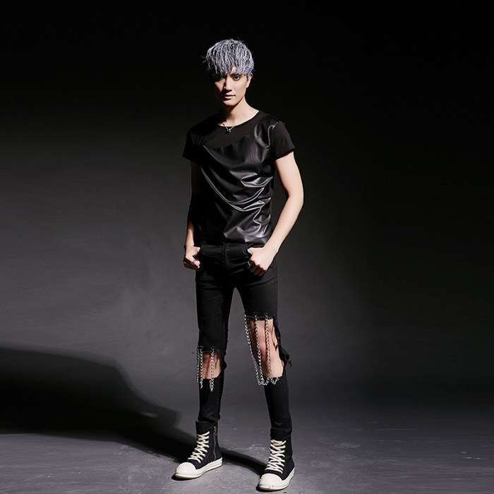 2022潮男夏款非主流演出服个性短袖T恤夜场朋克发型师潮T310P55,男装T恤,星座101A-3