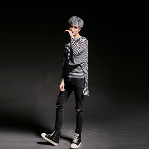 2024春夏潮男演出服韩版修身夜店酒吧DJ个性发型师服装 CT44 P55图片