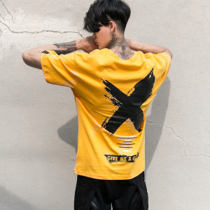 夏款男士宽松圆领短袖T恤潮高街青年印花休闲潮 T372 P40图片