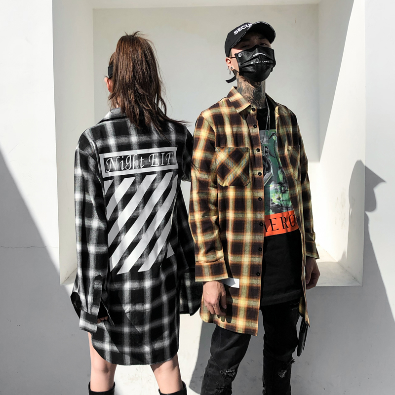 2024春夏男中长款印花长袖衬衫棉情侣日系青春时尚休闲装C45P75，男装衬衫，星座101A-3