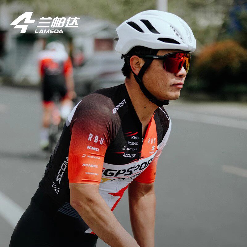 兰帕达新品骑行服短袖男款透气背带短裤春夏套装自行车公路车孔队