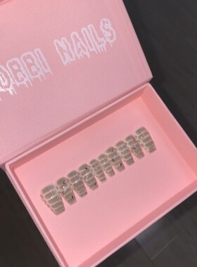 BOBBINAILS欧美灰色鳄鱼纹华子贴钻可拆洗穿戴甲成品