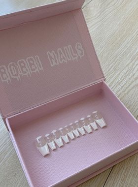 BOBBINAILS欧美简约纯白色法式基础手绘可拆卸穿戴甲成品