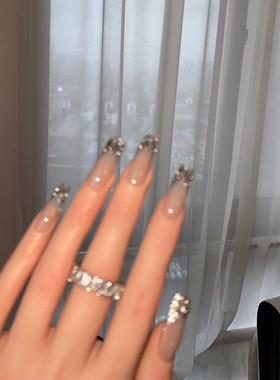 BOBBINAILS欧美裸色爆闪贴钻富贵高级可拆卸穿戴甲