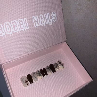 BOBBINAILS手工制作欧美魔镜十字架爱心链条可拆卸穿戴甲