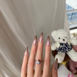 BOBBINAILS欧美y2k裸棕渐变猫眼紫色细闪高光可拆卸穿戴甲