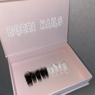 BOBBINAILS欧美鸳鸯黑白晕染线条暗黑高级酷飒可拆卸穿戴甲