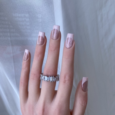 BOBBINAILS嫩粉色春日猫眼法式水晶可爱淑女百搭可拆卸穿戴甲成品