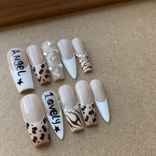 BOBBINAILS欧美秋冬款美拉德色系法式渐变华子钻可拆卸穿戴甲