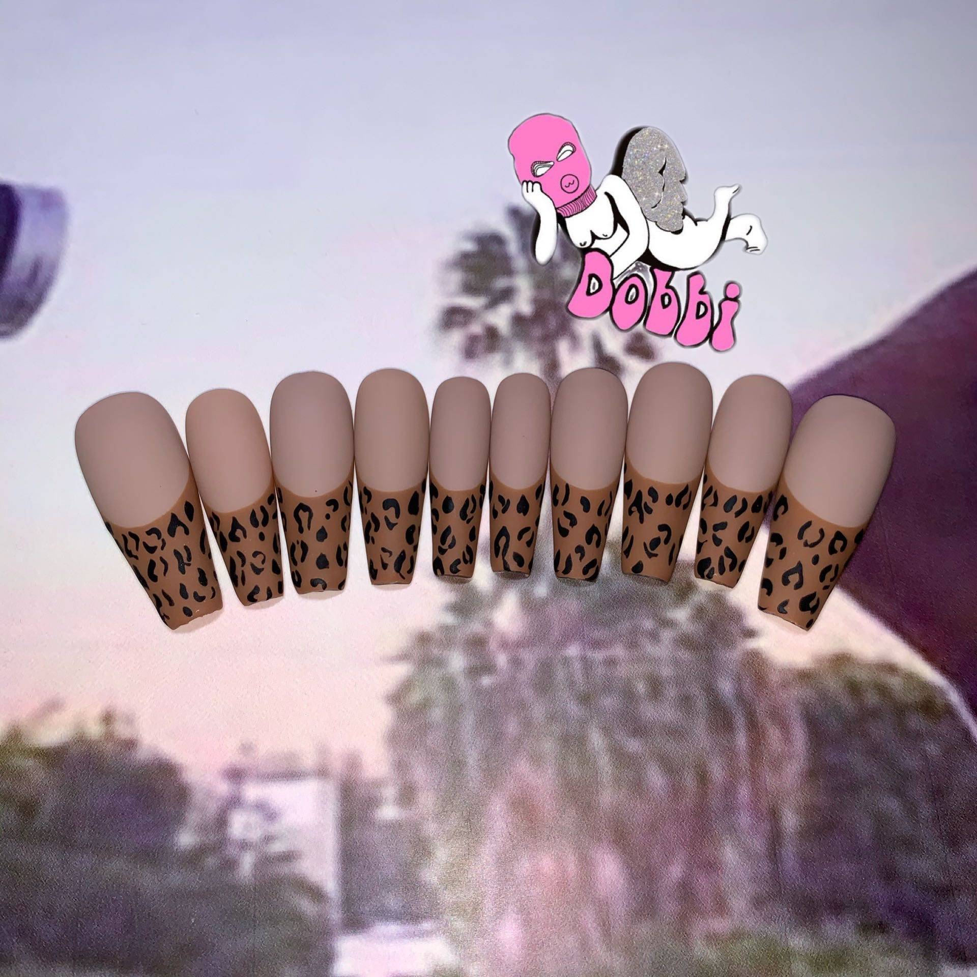 BOBBI NAILS手工定制手绘豹纹 可拆卸穿戴甲 欧美甲片贴片成品