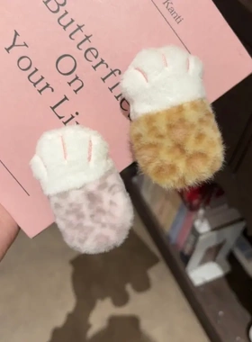 原宿辣妹可爱小猫爪发夹发饰夹子毛绒秋冬刘海夹发卡头饰女韩版wq