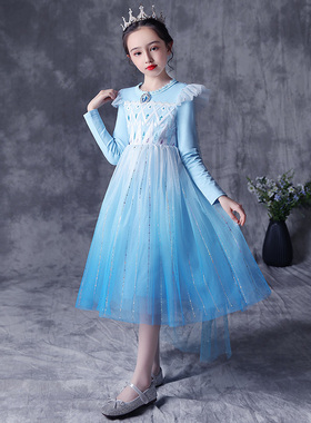 冰雪奇缘公主裙新春秋长袖甜美生日礼服裙子elsa艾莎爱莎连衣裙女