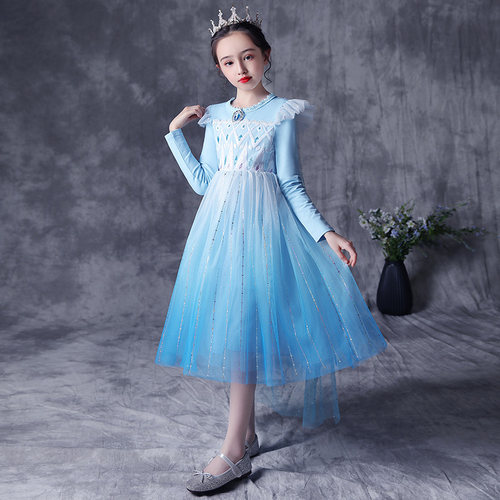艾莎公主裙短袖夏装棉甜美洋气