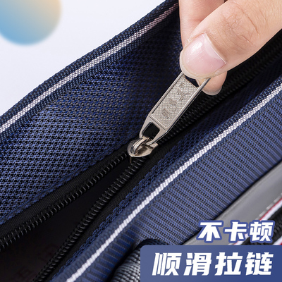 竖款双层文件袋拉链式牛津布学生手提袋拎书袋男童女童帆布大容量