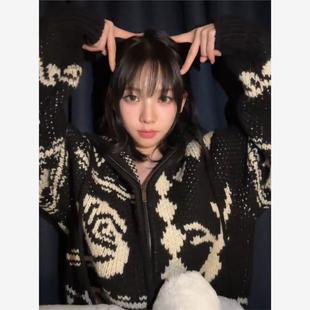 karina柳智敏同款慵懒风毛衣开衫外套女韩版宽松2025新款秋冬上衣