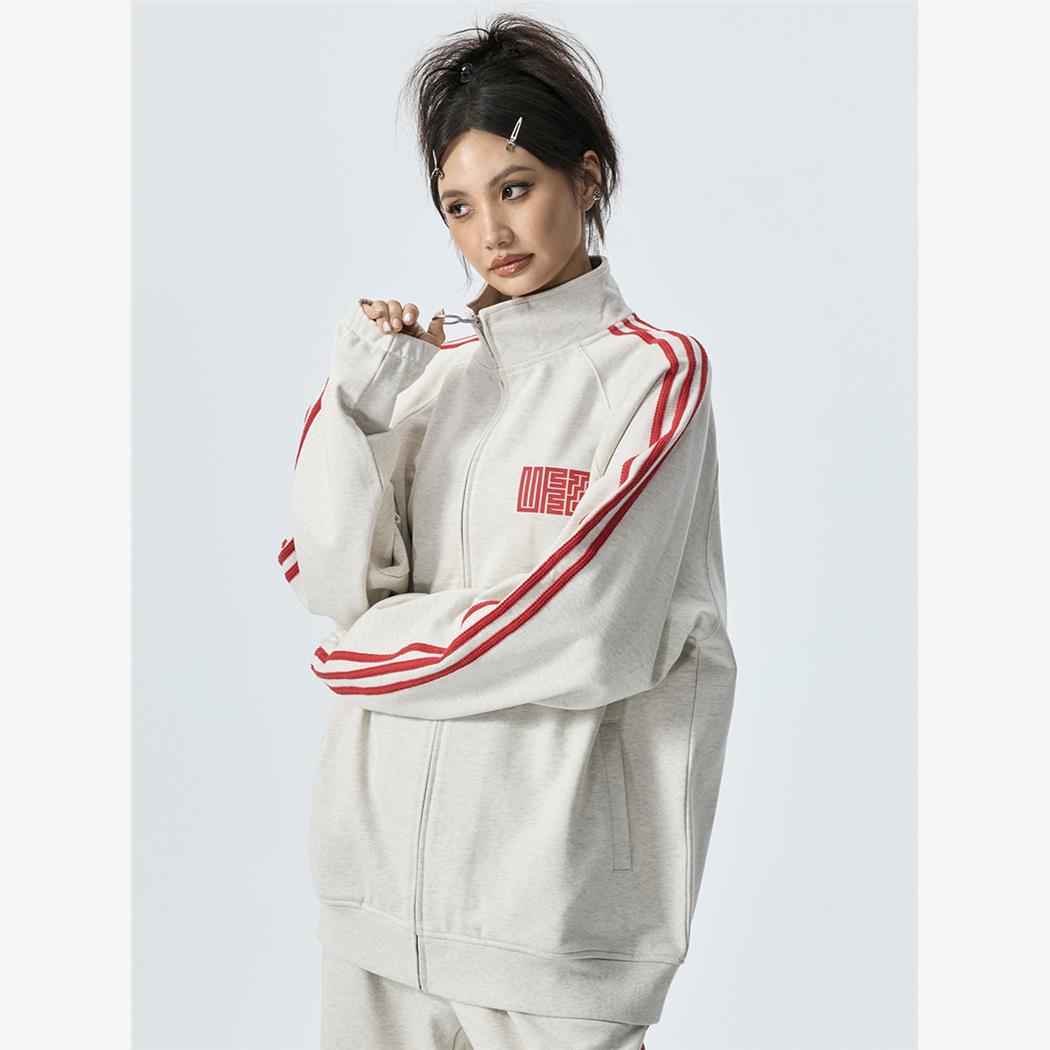 美式「九叠篆国潮官印」新款春秋重磅立领卫衣男女美式潮牌情侣装