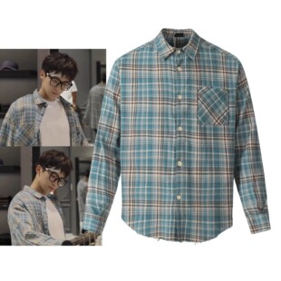 逆爱梓渝吴所谓同款衬衫上衣蓝色格子纹衬衫女休闲百搭情侣款衬衣