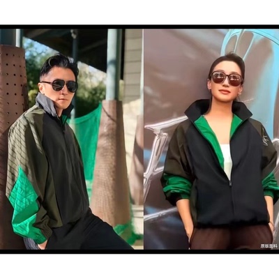 谢霆锋男女同款黑色连帽