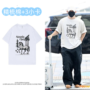 崔胜澈S.COUPS同款纯棉字母短袖T恤女男2025新款oversize上衣穿搭