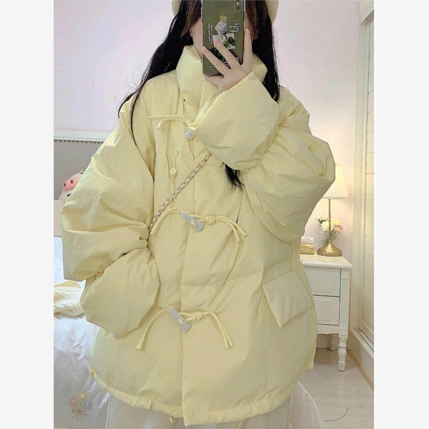 今年流行超好看棉服女2025新款冬季韩系牛角棉衣外套初中学生棉袄