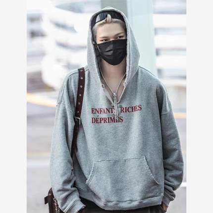 ERD忧郁的富二代西村力同款连帽卫衣2025新款男女韩版标语上衣潮