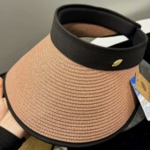 韩国进口时尚 编织遮阳帽子发箍式 防晒帽出游大帽檐空顶女士贝壳帽