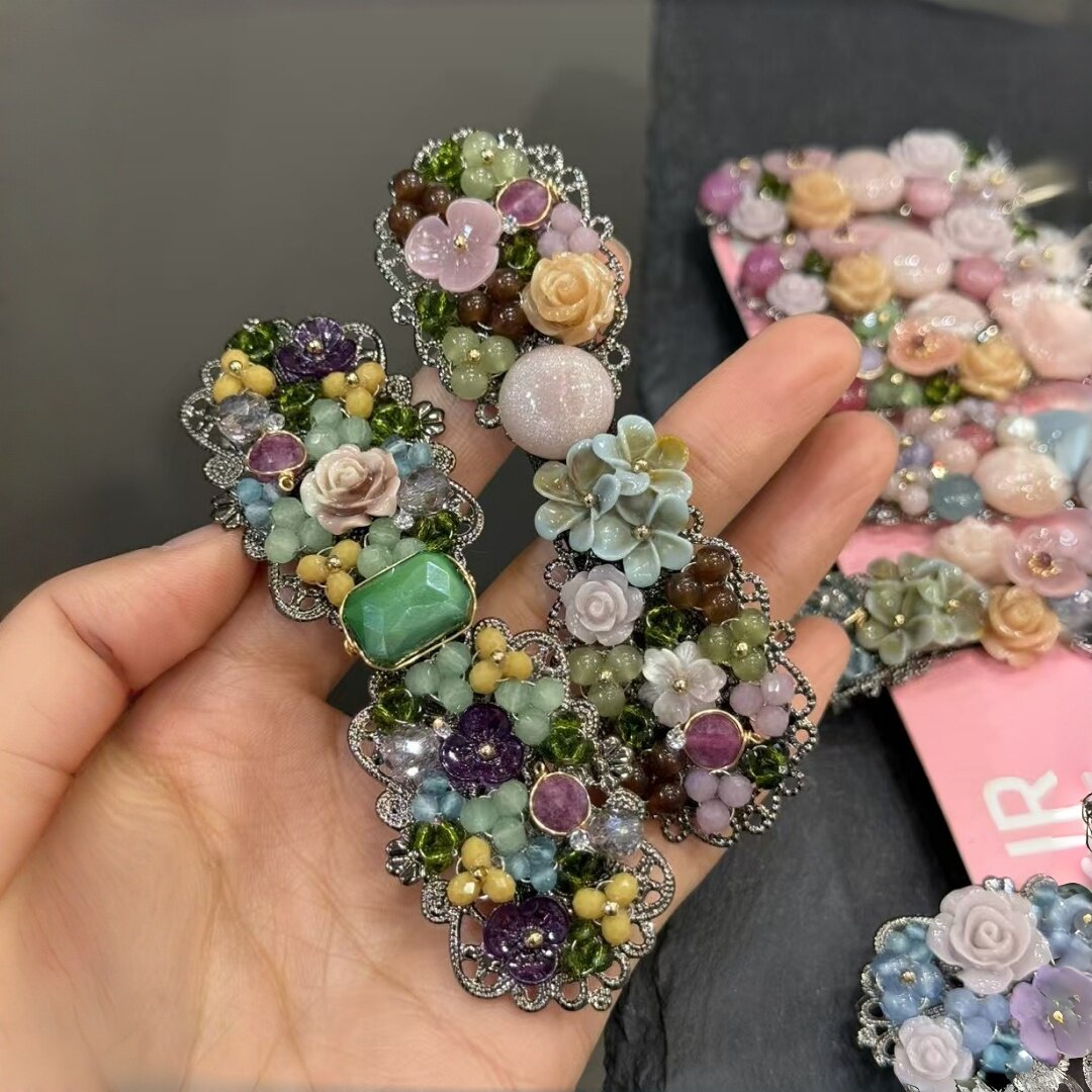 韩国设计师款原石花朵发夹头饰