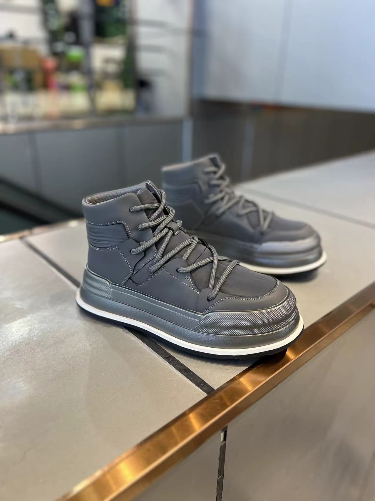 高帮棉鞋男秋冬季加绒保暖透气老爹鞋子防水防滑增高厚底雪地靴子