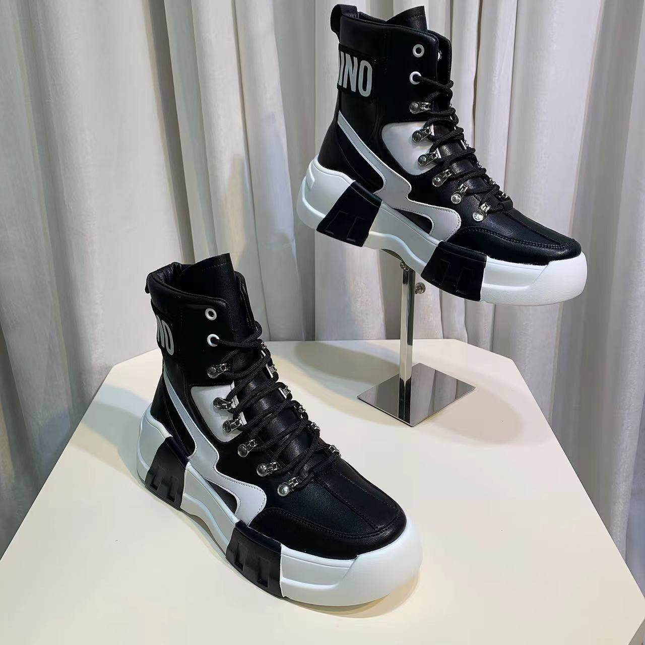 马丁靴男白色厚底英伦风机车工装靴高帮韩版潮流百搭男模打枪男靴