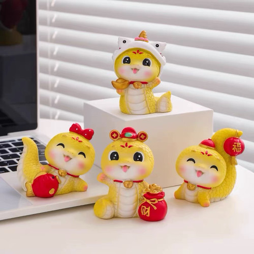 2025新年蛇年蛋糕装饰可爱蛇宝宝摆件福袋元宝锦鲤灯笼蛇跨年插件