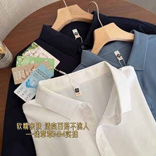 钱章章 家属款！亚麻桑蚕丝棉混纺短袖男轻薄冰感显瘦半开襟衬衣
