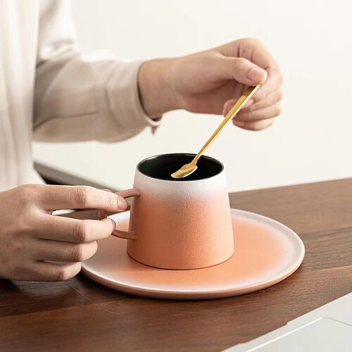 轻奢陶瓷咖啡杯碟下午茶杯子高颜值杯具家用网红款创意马克杯木星