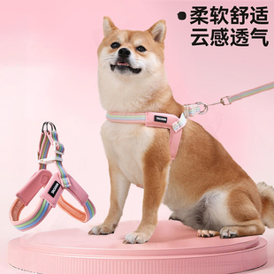 项圈式狗狗牵引绳夏透气中小型犬柯基柴犬胸背带遛狗绳子背心式链