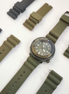 正品Lugran硅胶表带适配精罐头5号水鬼鲍鱼潜水运动表超软防水