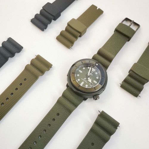 lugran适配精工罐头防水硅胶表带