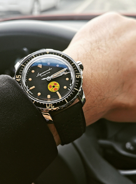 lugran无辐射标50寻风格复古潜水表超拱蓝宝石表镜外圈超级夜光